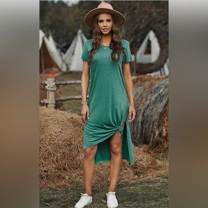 Amazon - women’s casual T-shirt dress, midi dress, shirt sleeves, green, XL